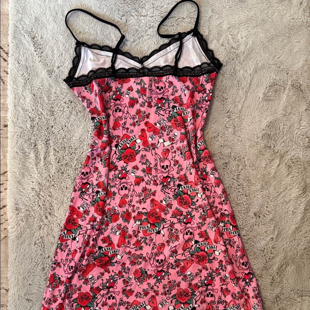 Pink Black Hearts Love Valentine’s Day Chemise Slip Teddy Medium - Picture 5 of 6